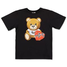 Designers Moschino Teddy Bear Black Cotton Jersey T-Shirt American Country, South American