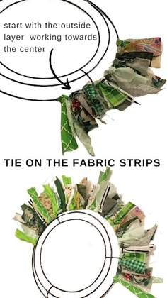 there are two different types of fabric strips on the same line as each other, and one has an empty thought bubble above it