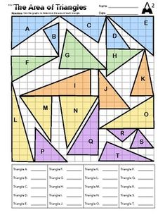 the area of triangles worksheet for students to practice their math skills and help them learn