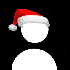 a black and white photo with a santa hat on