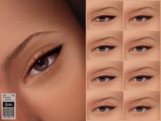 an image of the eyes and eyebrows of a woman's face with different angles