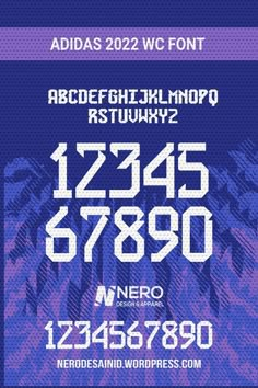 the font and numbers are displayed in this graphic art typeface for adidas 2012 / wc font