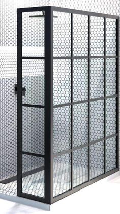 Black Window Frame Grid Pattern Corner Shower Screen Window Screen Frame, Corner Shower Doors, Coastal Shower Doors, Black Window Frames, Tub Enclosures, Bath Redo, Interesting Interiors, Room Divider Doors, Corner Window