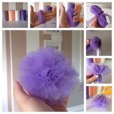 there are many different pictures of purple tulle