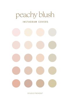 the peachy blush instagram covers are arranged in different shades and sizes, including pinks