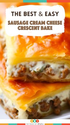 the best and easy sausage cream cheese crescent bake is made with only three ingredients