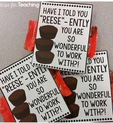 four candy bar wrappers with words on them