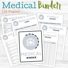 medical binder printables with the words medical binder on it and an image of