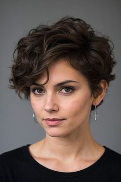 Short Curly Wedge Hairstyles, Wavy Pixie Cut Round Face, Wavy Pixie Cut