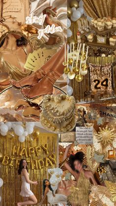 24th Birthday Decorations, Classy 21st Birthday, Gold Theme Birthday, 18th Party Ideas, 21st Birthday Themes, Golden Birthday Parties, Champagne Birthday, 21st Bday Ideas, 21st Birthday Decorations