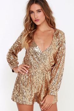 Have your outfit shine as bright as your personality in the Good as Gild Gold… Gold Sequin Romper, Gold Romper, Golden Summer, Sheer Mini Dress, Nye Outfits, Christmas Outfits Women, Belle Dress, Eve Outfit