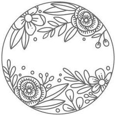 a black and white drawing of an ornament with flowers