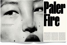 a woman's face is shown with the words paper fire in black and white