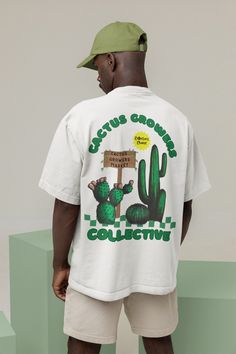 Cactus Growers Shirt Western Tshirt, Desert Shirt, Plant Lovers Shirt with 2 Part Design on the Front and Back.  Order a size or two up for an oversized look. We Offer Free UK Delivery! NOTE TO OUR CUSTOMERS We are a new business and very much appreciate your support! If you love your Tee as much as we hope you do, please leave us a review, thank you in advance- stay cosy and stay groovy! 💚 HOW TO ORDER 💚 1. Check our photos for sizing and colour options. 📏 2. Choose your quantity. Feel free Casual Green Tops With Plant Print, White Casual T-shirt With Plant Print, Casual White T-shirt With Plant Print, Casual Shirt With Plant Print, Relaxed Fit Floral Graphic Tee, Casual Crew Neck Top With Plants Print, Casual Shirt With Graphic Print And Relaxed Fit, Casual Shirt With Front Print, Casual Relaxed Fit Shirt With Graphic Print