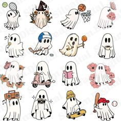 ghost stickers with different designs on them