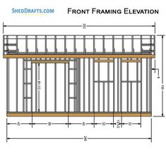 the front framing elevation for a house