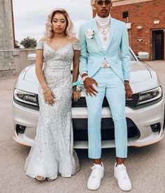 Light Blue Prom Suits, Groom Suit Summer, Matching Prom, Blue Prom Suit, Colored Suits, Prom Fits, Dark Blue Prom Dress, Light Blue Prom, Homecoming Dresses Corset