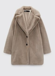 Beige Faux Fur Coat, Lapel Collar Coat, Mode Mantel, Faux Fur Hooded Jacket, Faux Fur Cropped Jacket, Long Faux Fur Coat, Faux Shearling Jacket, Zara Coat, Hooded Faux