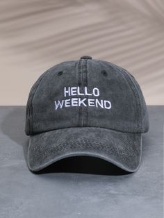 Dark Grey Casual   Cotton Letter Baseball Cap Embellished   Men Accessories Funny Baseball Hat, Guys Fashion Casual, Classy Fall Outfits, Hello Weekend, Cap Hats, Man Hat, Embroidered Baseball, Men Hats, Cap Men