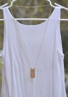 Long Chevron Necklace in Gold. Long Gold Necklace. by RusticGem Elegant Gold-tone Long Necklace, Elegant Long Gold-tone Necklace, Classic Gold-tone Long Necklace, Chic Long Gold-tone Necklace, Long Necklace Outfit, Gold Fringe Long Necklace, Chevron Necklace, Dainty Diamond Necklace, Halo Necklace