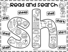 the letter s is for read and search with pictures to color, cut out and print