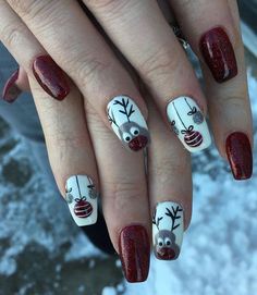 christmas nail art, nail art, christmas nails. Nail Designs Xmas, Christmas Toe Nail Designs, Christmas Gel, Getting Stronger, Art Designs Ideas, Nail Time, Plaid Nails