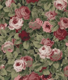 Rose Garden Peel & Stick Wallpaper in Garnet & Basil Wine Wallpaper, Moody Colors, Dark And Moody, Drops Patterns, Simple Room, Wallpaper Pattern, Peel Stick Wallpaper, Burke Decor, Cozy Living Rooms