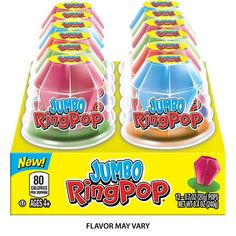 jumbo ring pop flavored gummy rings are on display