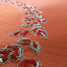 Red Blouse Design, Embroidery Borders, Zardosi Work, Pearl Work, Maggam Works