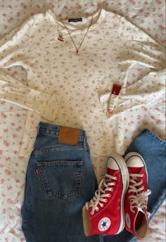 Red Converse, Outfits With Converse, Outfit Inspo Fall