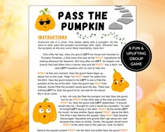 an image of a page with pumpkins on it and the words pass the pumpkin instructions