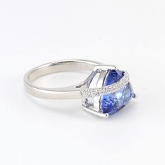 This 4.2 carat lab grown sapphire trillion cut is set in a sterling silver setting with a rhodium finish. The rhodium finish protects the silver and makes for easy care. Cubic zirconias accent the setting. This ring is a size 7 and can be special ordered in another size. To clean: simple wash in a mild detergent like Dawn with a tooth brush. You do not want to put a rhodium plated piece of jewelry in any harsh chemicals. Style Number: 12506 Metal: 925 Sterling Silver Gemstone: Lab Grown Sapphire Tooth Brush, Cz Ring, 2 Carat, Rhodium Plated, Blue Sapphire, Lab Grown, Chemicals, Ring Size, Sapphire