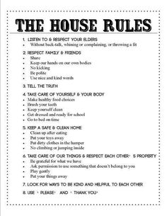 the house rules are shown in black and white