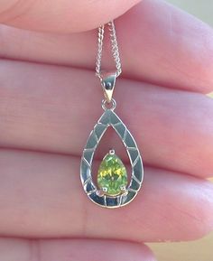 Sterling Silver Peridot Teardrop Pendant & Chain | Peridot Necklace UK Luxurious Jewelry, Peridot Pendant, Peridot Earrings, Teardrop Pendant, August Birth Stone, 925 Silver Jewelry