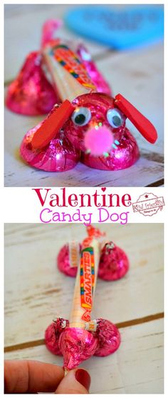 valentine candy dog made out of candy bars