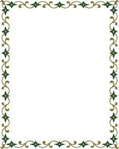 an ornate frame with green and gold trimmings on a white background stock photo