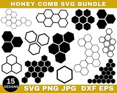 honey combs svg bundle for cutting and other crafting projects, including hexagonal