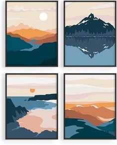 Nature Wall Art Prints Landscape Mountain Decor - by Haus and Hues | Mid-Century Wall Art | Modern Wall Decor Mountain Wall Art | Mountain Art Wall Decor (UNFRAMED) (8x10) Adventure Wall Decor, Haus And Hues, Mountain Wall Decor, Mid Century Wall Art, Landscape Mountain, Mountain Decor, Free Artwork, Mountain Wall, Nature Posters