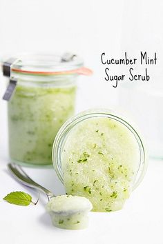 Cucumber Mint Sugar Scrub | www.bellalimento.com Witchy Beauty, Mint Scrub, Mint Sugar Scrub, Mint Sugar, Homemade Business, Anti Aging Remedies, Scrub Diy, Homemade Items, Gift Crafts