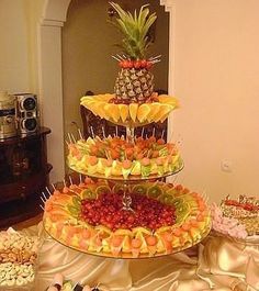 a table topped with lots of different types of desserts and candies on top of it