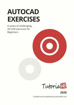 the book cover for autocad exercises, featuring an image of a red circle