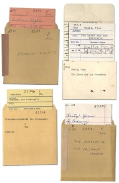 four old envelopes with some writing on them