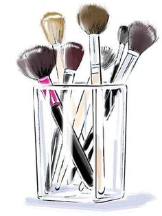 Fashion Illustration Makeup, Makeup Backgrounds, Makeup Wall Art, Makeup Decor, Makeup Illustration, Makeup Wallpapers, Makeup Drawing, Makeup Logo, Brush Drawing