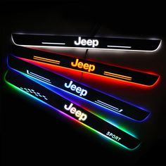 the jeep logo is lit up in different colors