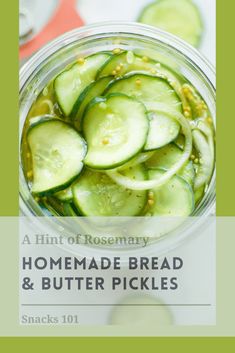 a glass jar filled with sliced cucumbers on top of a table