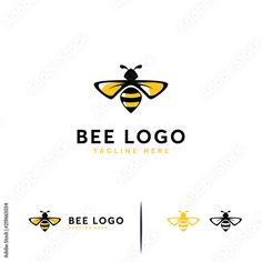 the bee logo is made up of three different types of bees, one yellow and one black