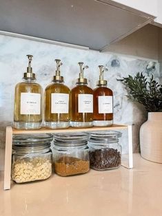 jars filled with different types of items on a counter