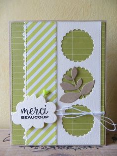 a card made with green and white paper