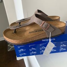 New In Box, Women’s Gizeh Birkenstock Sandals, Mocca, Size 39 Gizeh Birkenstock, Birkenstock Big Buckle, Birkenstock Madrid Big Buckle, Birkenstock Sandals Arizona, Birkenstock Sandals, Leather Sandals Women, Buckle Sandals, Birkenstock Gizeh, Brown Sandals