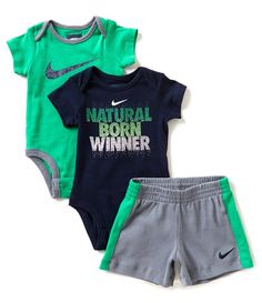 Nike Newborn-12 Months Born Winner Bodysuit 3-Piece Bodysuit & Short Set Baby Boy Clothes Nike, Baby Fashion Boy, Boy Newborn, Fashion Boy, Baby Outfits Newborn